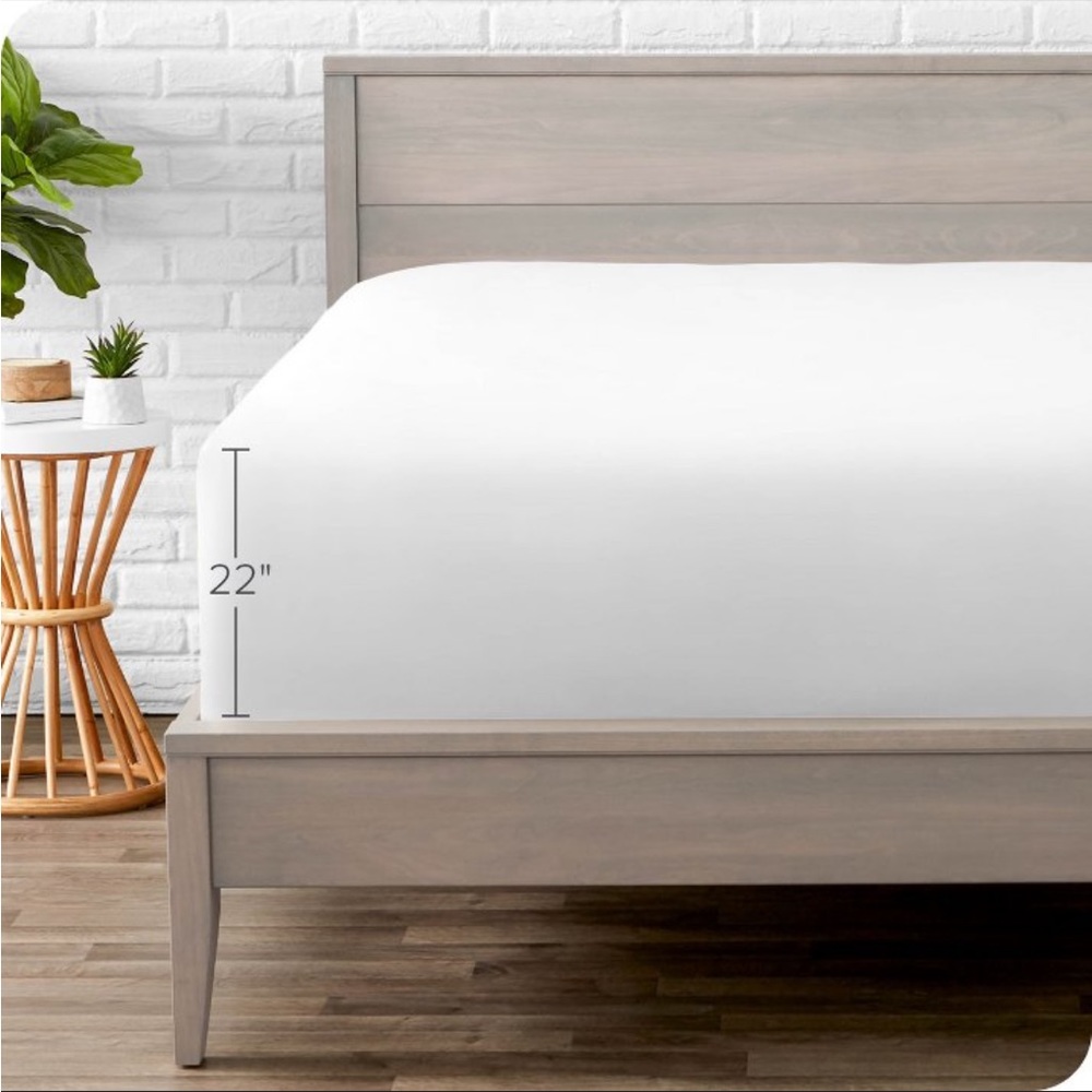 New 22 Inch Extra Deep Pocket Microfiber White Twin XL Fitted Sheet by Bare Home